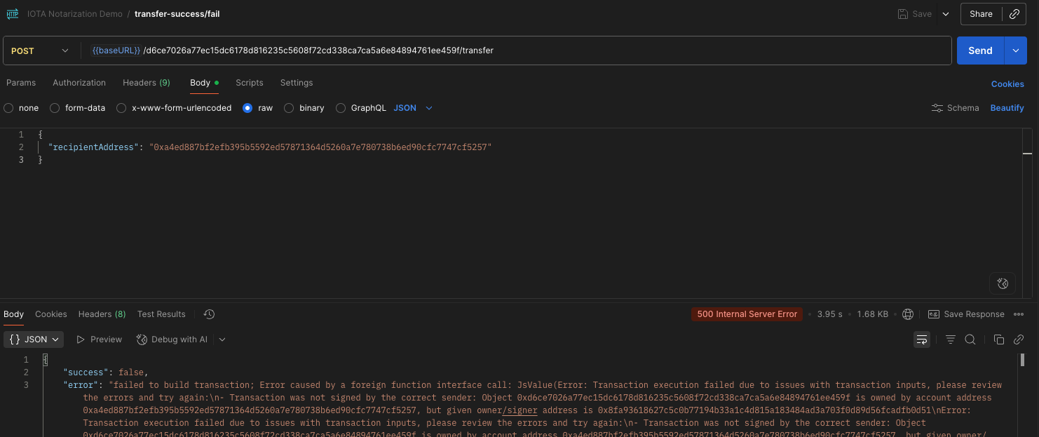 Notarization Ownership Transfer Fail due to ownership non transferable